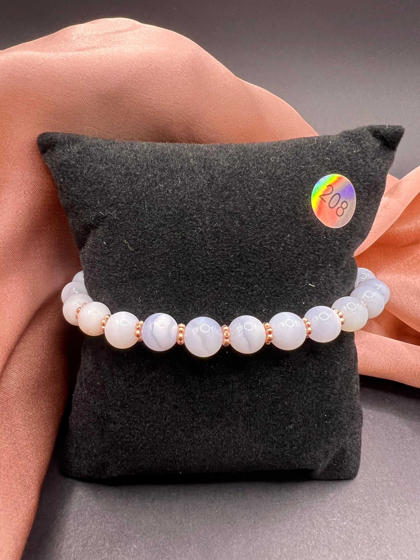 Blauer Chalcedon - Armkette - 6mm Perlen