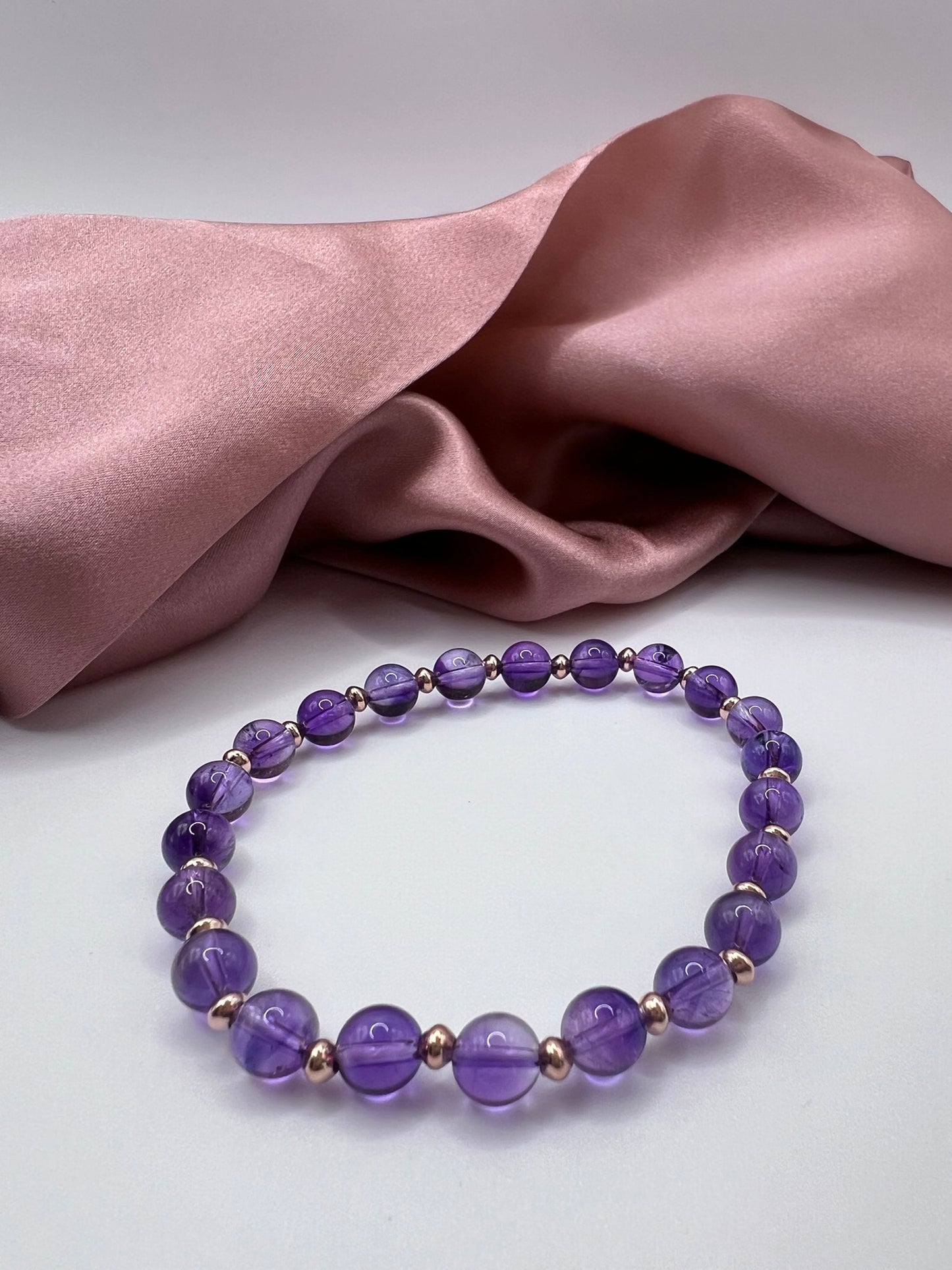 Amethyst-Perlen mit Silber 925/Roségold (6mm)