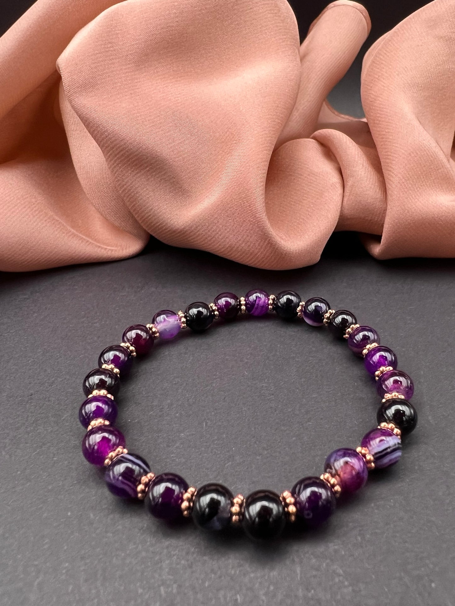 Violettem Achat – Armkette - 6mm Perlen