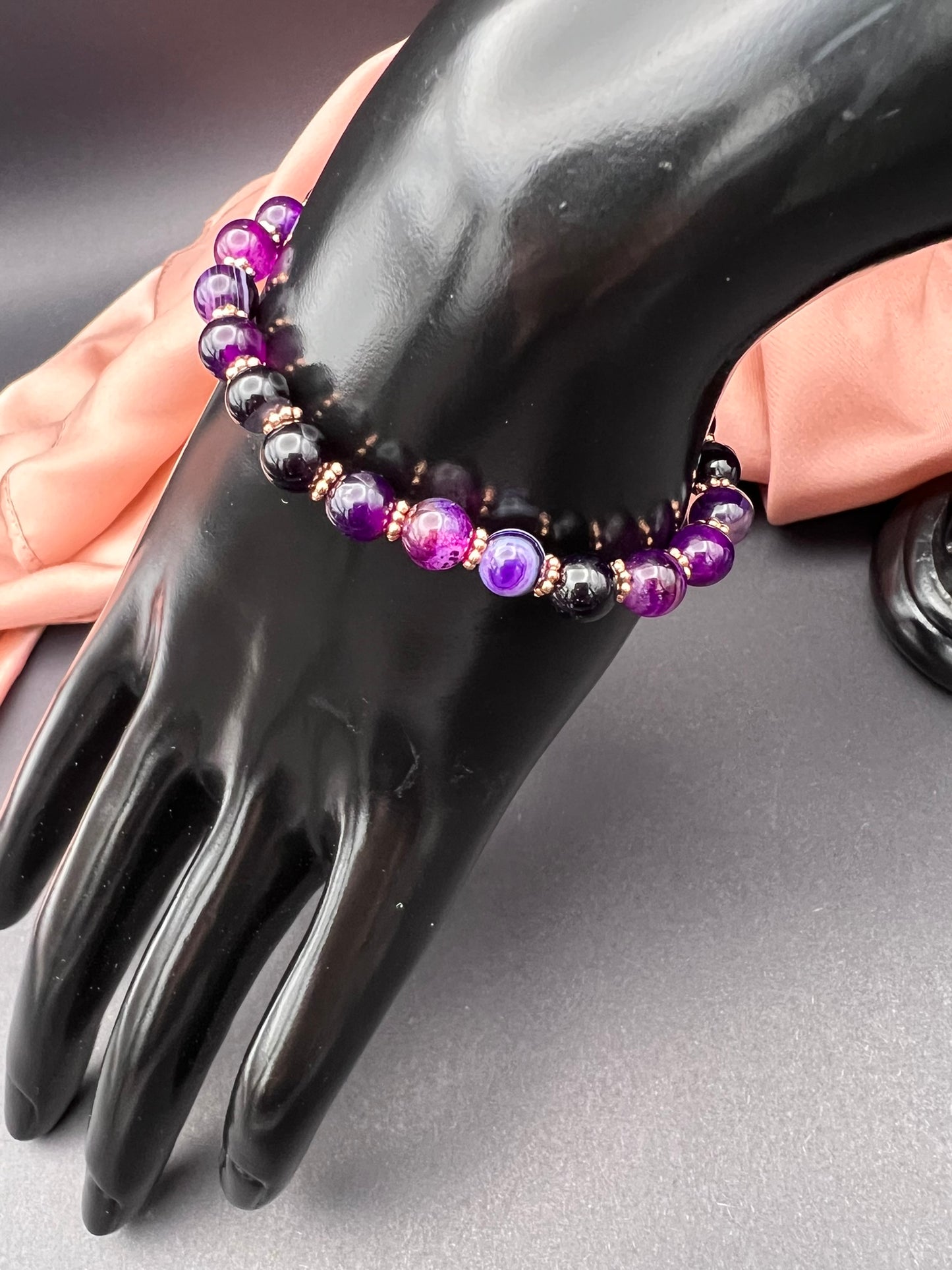 Violettem Achat – Armkette - 6mm Perlen