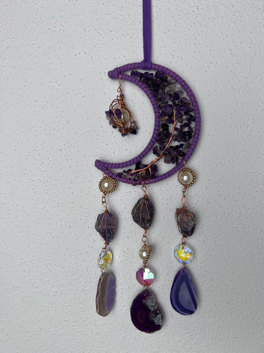 Mond Traumfänger mit Amethyst