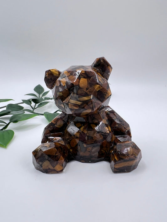Resin-Bär mit Tigerauge Kristallen – liebevoll gefertigtes Unikat voller Magie