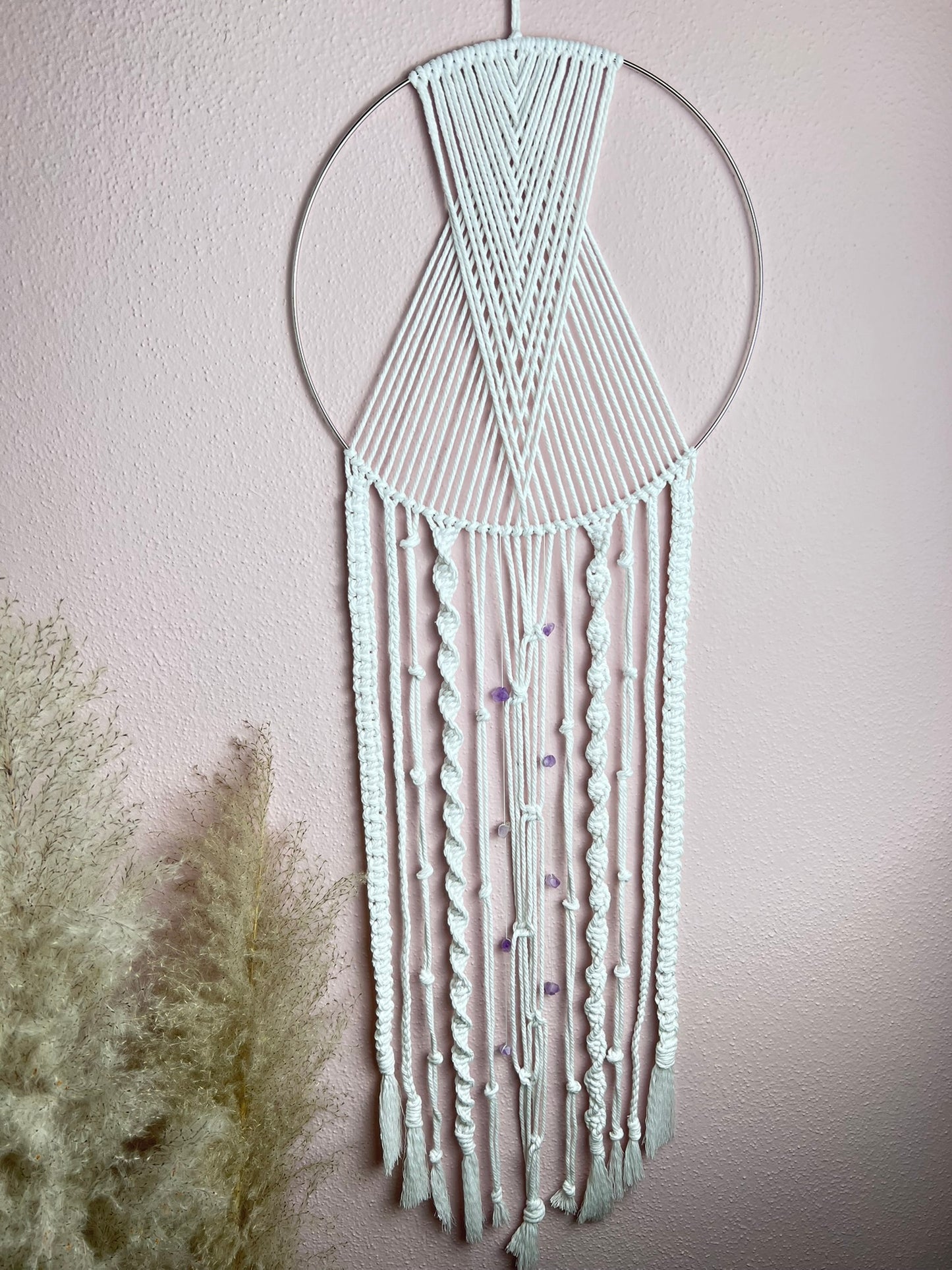 Makramee Traumfänger mit Amethyst – Schutz & Intuition
